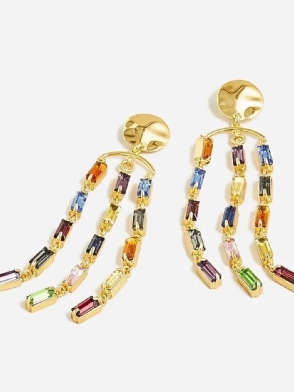 J. Crew Multi Colored Crystal waterfall earrings